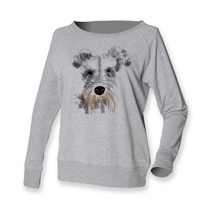 Hundepullover Schnauzer Mutter Sweatshirt, Hunde Liebhaber, Hundebesitzer Geschenk, grau schulterfreies Top, Geschenk für Mama