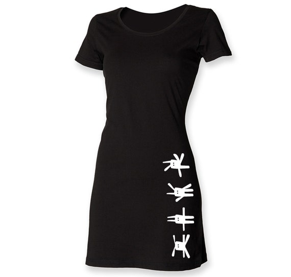 Kawaii T shirt Mini Dress With Funky Bunny Print Etsy