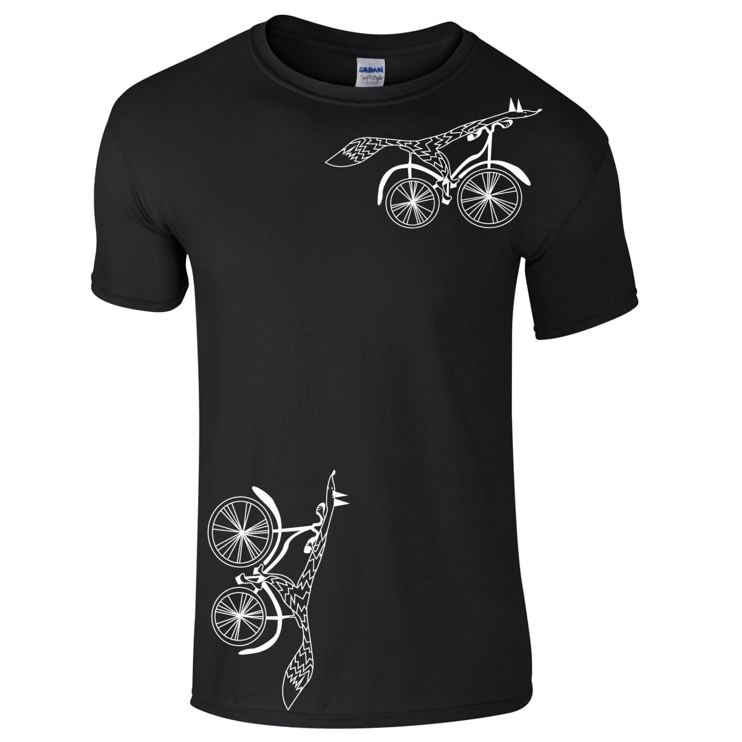 Fiets heren t-shirt zwart vos shirt heren t-shirt fietsen - Etsy België