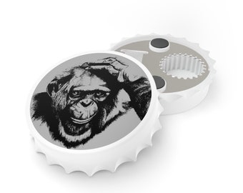 Grey Bottle Opener chimp fridge magnet opener beer opener gift for men metal opener monkey
