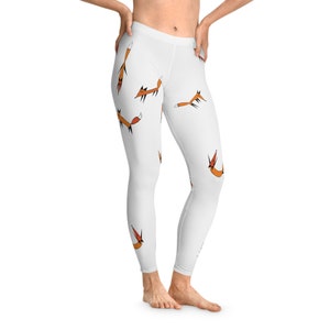 Leggings women fox print stretchy women leggings  printed white