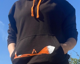 Fox Hoodie – Hand Drawn Animal Art Hoodie, Unisex Fox Sweatshirt, Wildlife Graphic