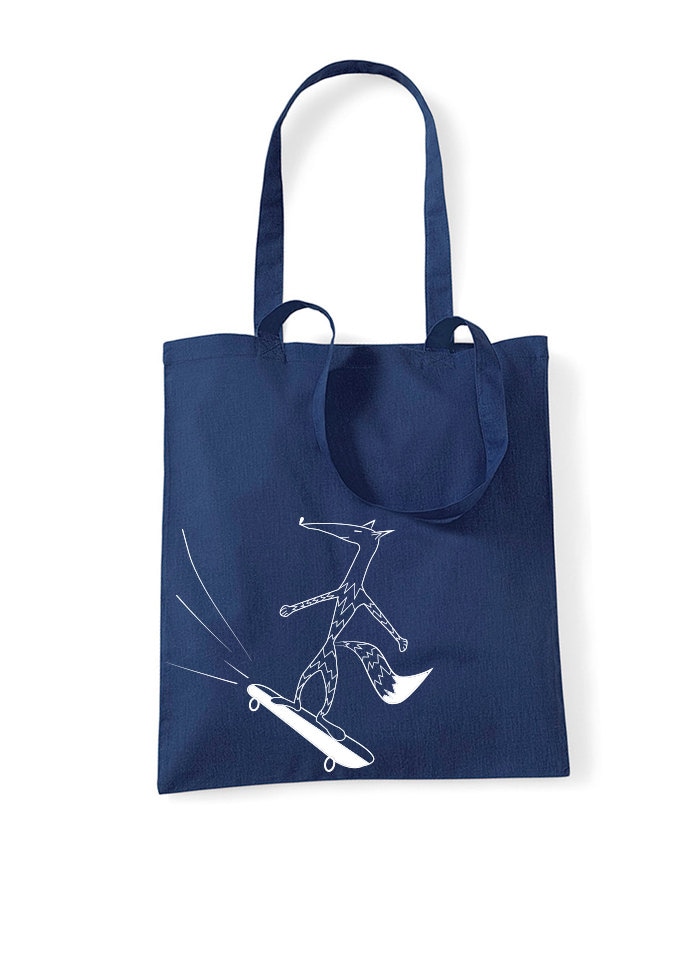 Skater Fox Tote Skateboard Bag Shopper Bag Canvas Tote Etsy UK