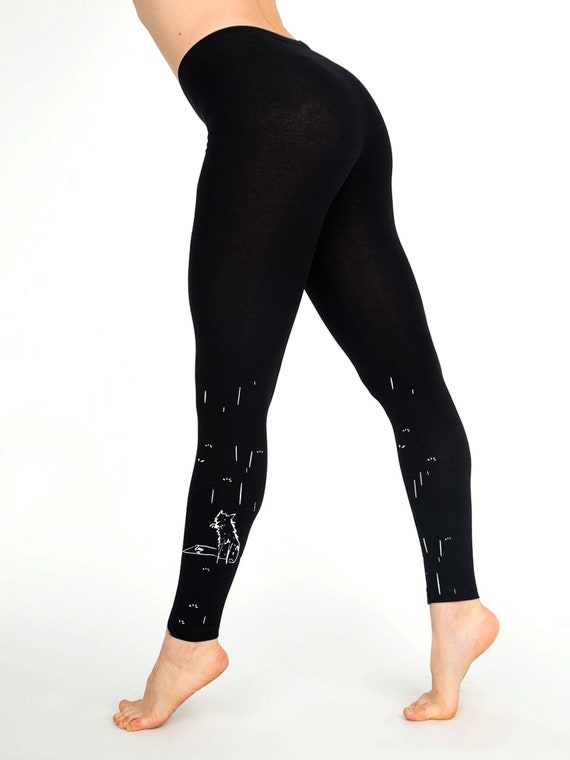 Fox Women Leggings Black Cotton Leggings Festival Style Etsy Canada