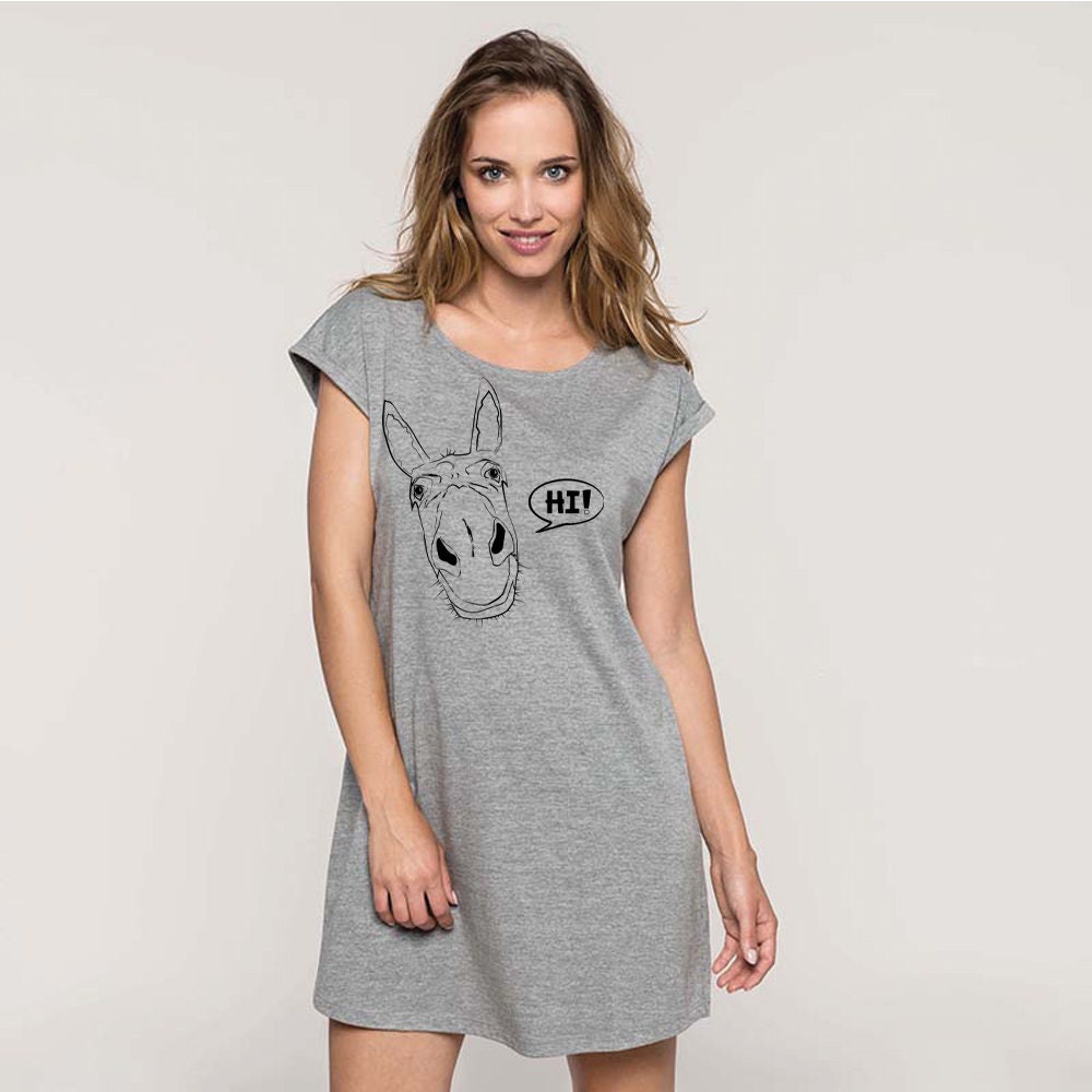 Image of Animal Dress, Donkey Women Cotton Ladies Loose Top, Shirt Funny Dress