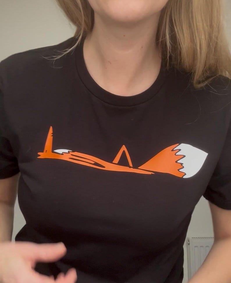 Fuchs-T-Shirt, Unisex – T-Shirt mit handgezeichnetem Tiermotiv, lustiges Fuchs-Shirt, Geschenkidee mit Wildtier-Grafik Bild 2