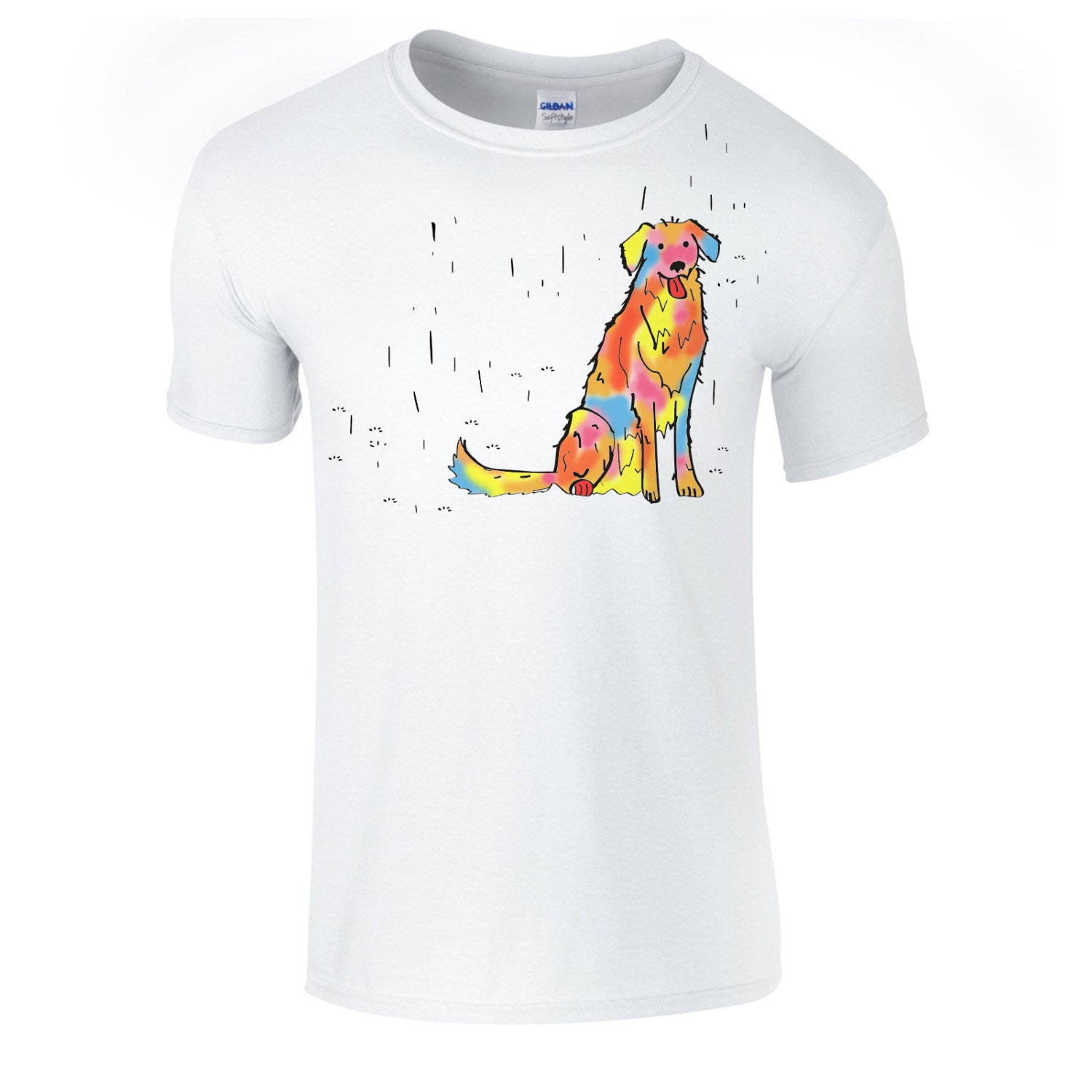 Image of Golden Retriever T Shirt, Dog Owner Tee Lover Gift, Doggy in The Rain, Labrador Art