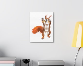 Funny wall art Canvas stretched squirrel printed canvas home decor animal art