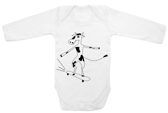 Skateboard Bebe Crecer Vaca En Un Traje De Bebe De Skate Etsy