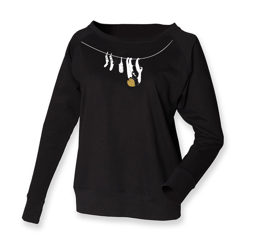 Schulterfreier schwarzer Pullover Damen Loungewear Sweatshirt