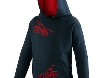 Kids hoodie navy bicycle hoody fox teenager sweatshirt hooded shirt