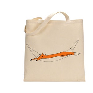 Fox bag market tote present for her fox print eco-friendly bag
