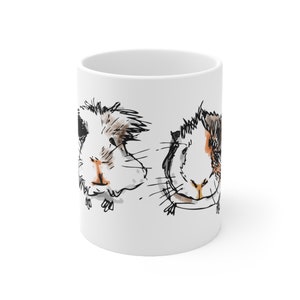 Regalo de la taza de café de los conejillos de Indias Taza impresa del café de cerámica Regalo de 11oz