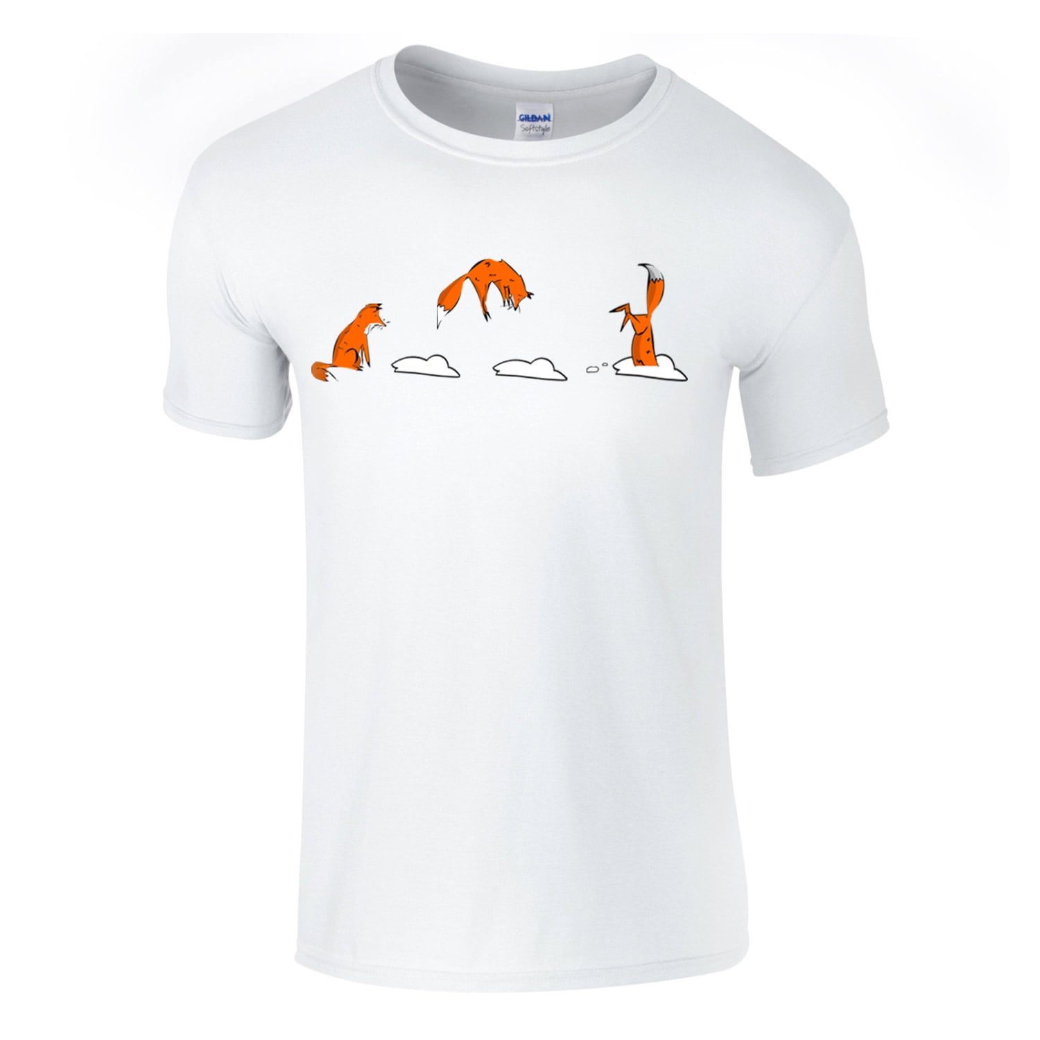 Image of Jumping Fox T-Shirt, Funny Graphic Tee, Gift For Him, Boyfriend Present, Hand Painted Shirt