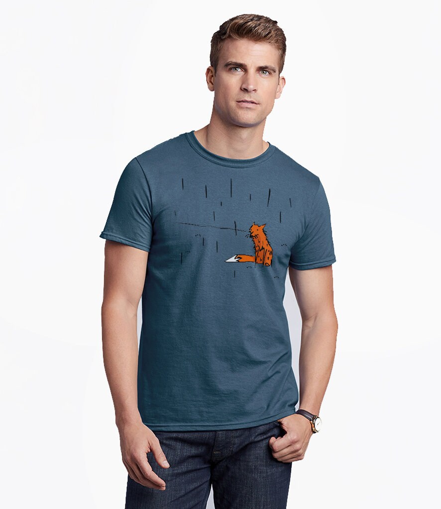 Image of Fox T Shirt, Unique Gift, Graphic Tee, Artistic Gift For Him, Boyfriend Hand Painted Shirt