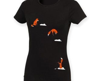 Cool women t-shirt fox printed shirt animal lover tee