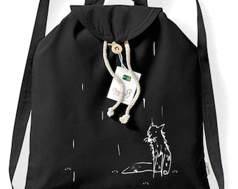 Small backpack 8l rucksack gift for her fox bag black animal lover