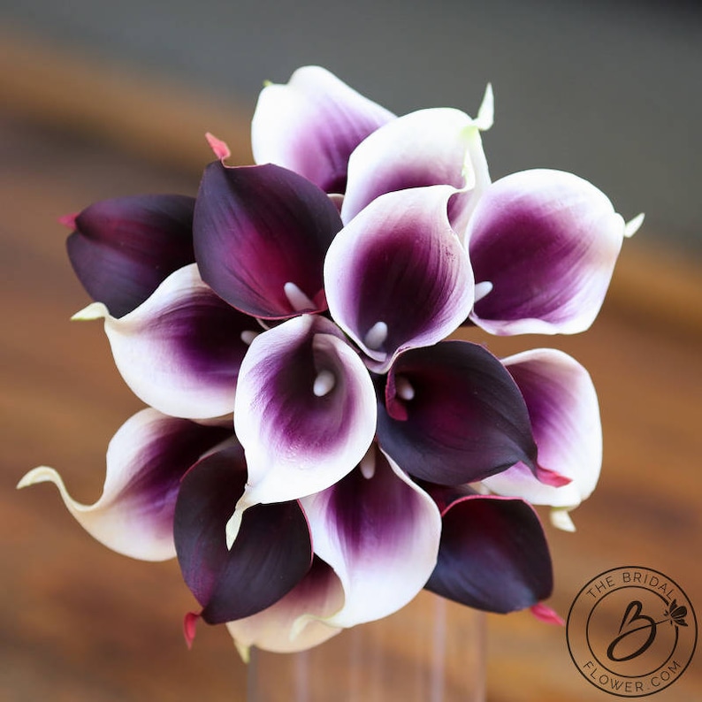 Purple calla lily bouquet plum wedding bouquet small wedding Etsy