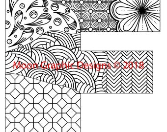 Monogram Letter F Adult Coloring Page