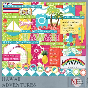 Hawaii Travel and Vacation Adventures Digital Scrapbook Kit