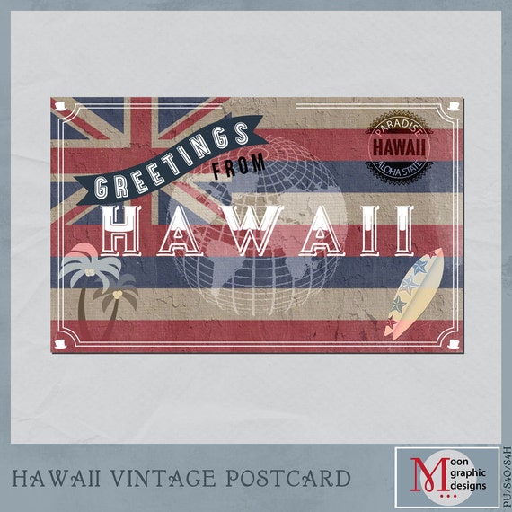 Hawaii Vintage Digital Postcard | Etsy