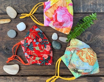 Origami Boat Face Mask: Butterfly Print, Adjustable, Breathable Cotton