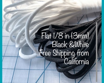 Black or White Flat Elastic Cord: Soft & Stretchy DIY Mask Supplies