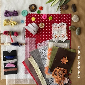 Desert Bloom Slow Stitching Kit| Junk Journal| Sashiko | Boro Art| Fabric Scrap for Textile Art| Mending| Embroidery