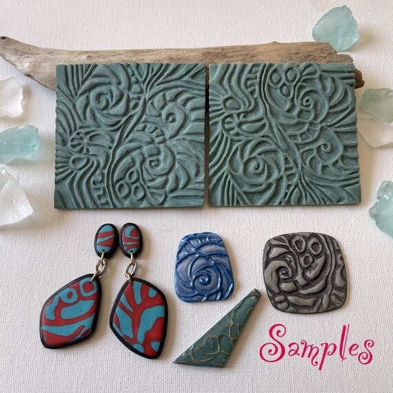 Abstract Rose Hand carved Polymer Clay Stamps
