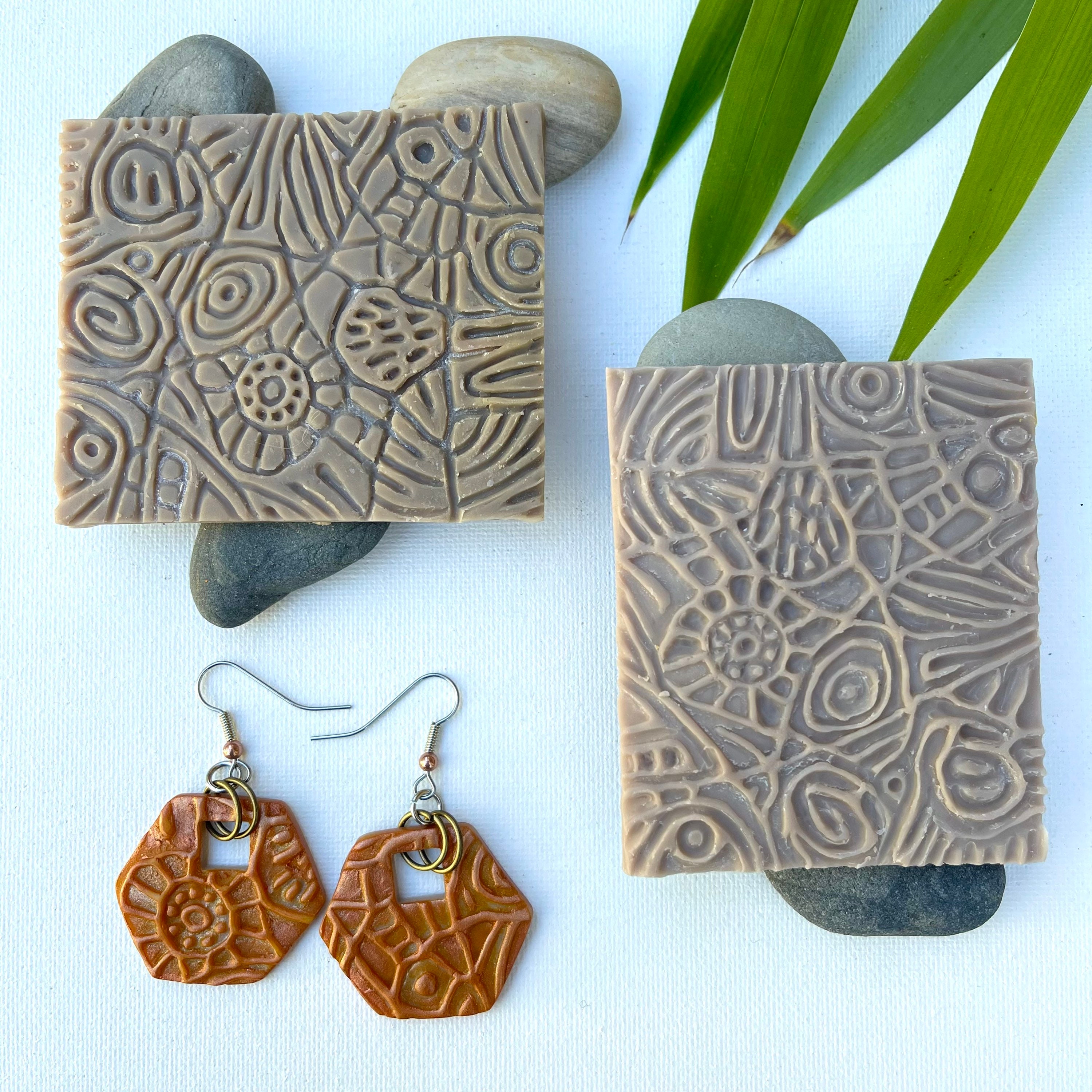 Hand carved Polymer Clay Stamps Abstract Organic Geometric Etsy