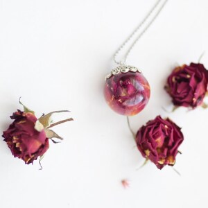 Real rose necklace - Rose bud pendant necklace