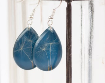 Dandelion earrings - Make a wish jewelry - Resin Dandelion Seeds earrings - Botanical jewelry - Real dandelion jewelry - Make a wish earring