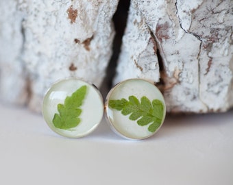 Green Fern post earrings - Nature inspired Botanical stud earrings