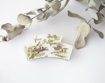 Heather Flower Hair Claw, Resin Botanical Hair Clip
