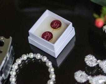 Personalized wedding cuff links - burgundy wedding cufflinks - groom cufflinks - Personalised Bride And Groom gift - men accessories jewelry