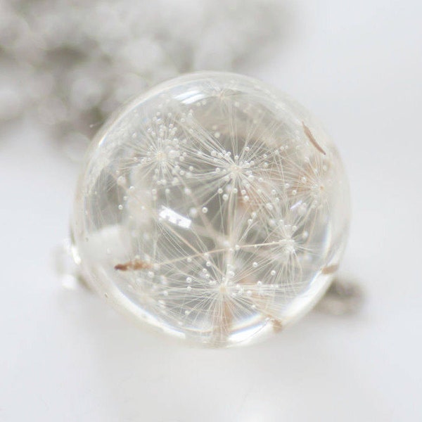 Dandelion necklace - Dandelion seeds necklace - Make a wish jewelry - Dandelion jewelry - Resin necklace - Dandelion fluff pendant