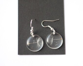 Paardebloem oorbellen - Maak een wens - White dream - Hars Paardebloem Zaden oorbellen - Botanische sieraden