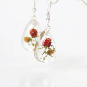 Fruit earrings - Dangle teardrop earrings - Forest strawberry earrings - Red berries jewelry - Food earrings - Botanical Strawberry jewelry