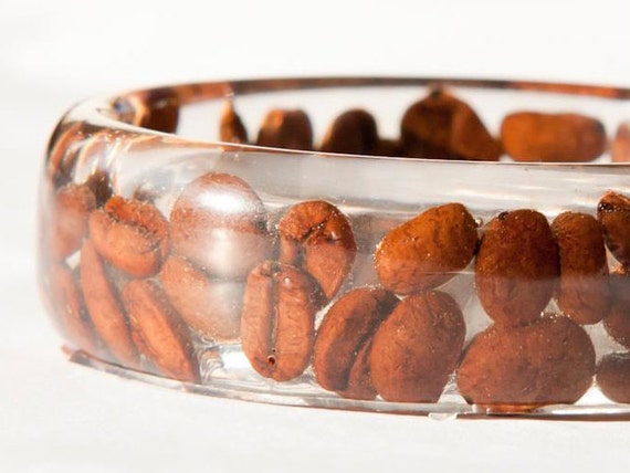 Resin bracelet with real Coffee beans inside