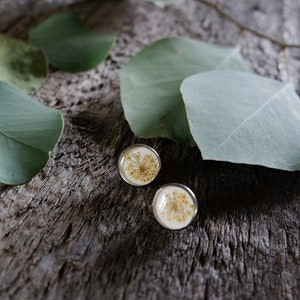 Queen Anne lace studs 925 sterling silver earrings Dainty flower resin studs image 3