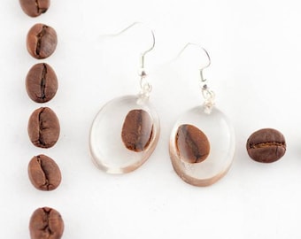 Coffee beans earrings - Resin earrings - Coffee beans jewellery - Barista gift idea - Coffee lover gift