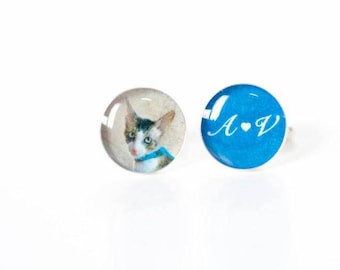 Cat lover gift - Cuff links with cat photo - Pet lovers gift - Cat souvenirs - Personalized cuff links for men - Birthday cuff links
