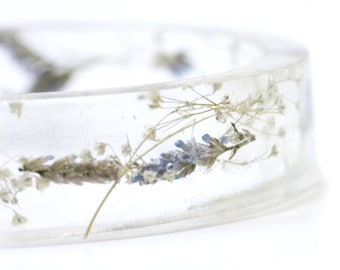 Wedding bracelet - Bridal bracelet - Light blue flowers - Rustic weddings - Bridal gift idea - Country chic jewlery - Pastel bridal bangle