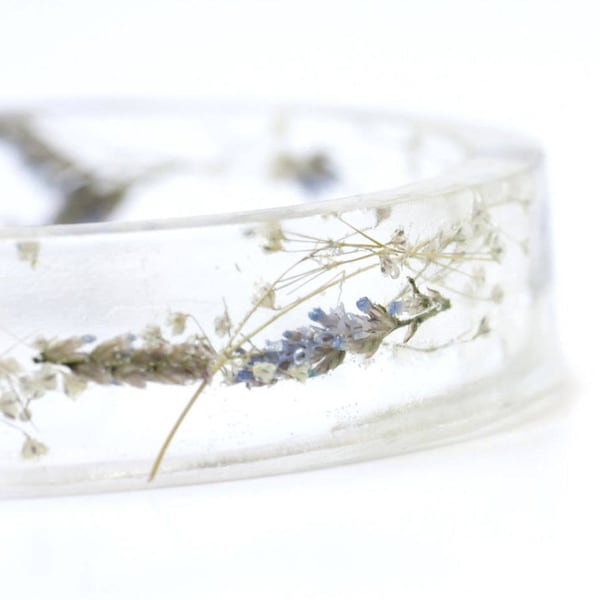 Wedding bracelet - Bridal bracelet - Light blue flowers - Rustic weddings - Bridal gift idea - Country chic jewlery - Pastel bridal bangle