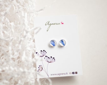Cornflower studs - Blue flower botanical silver post earrings