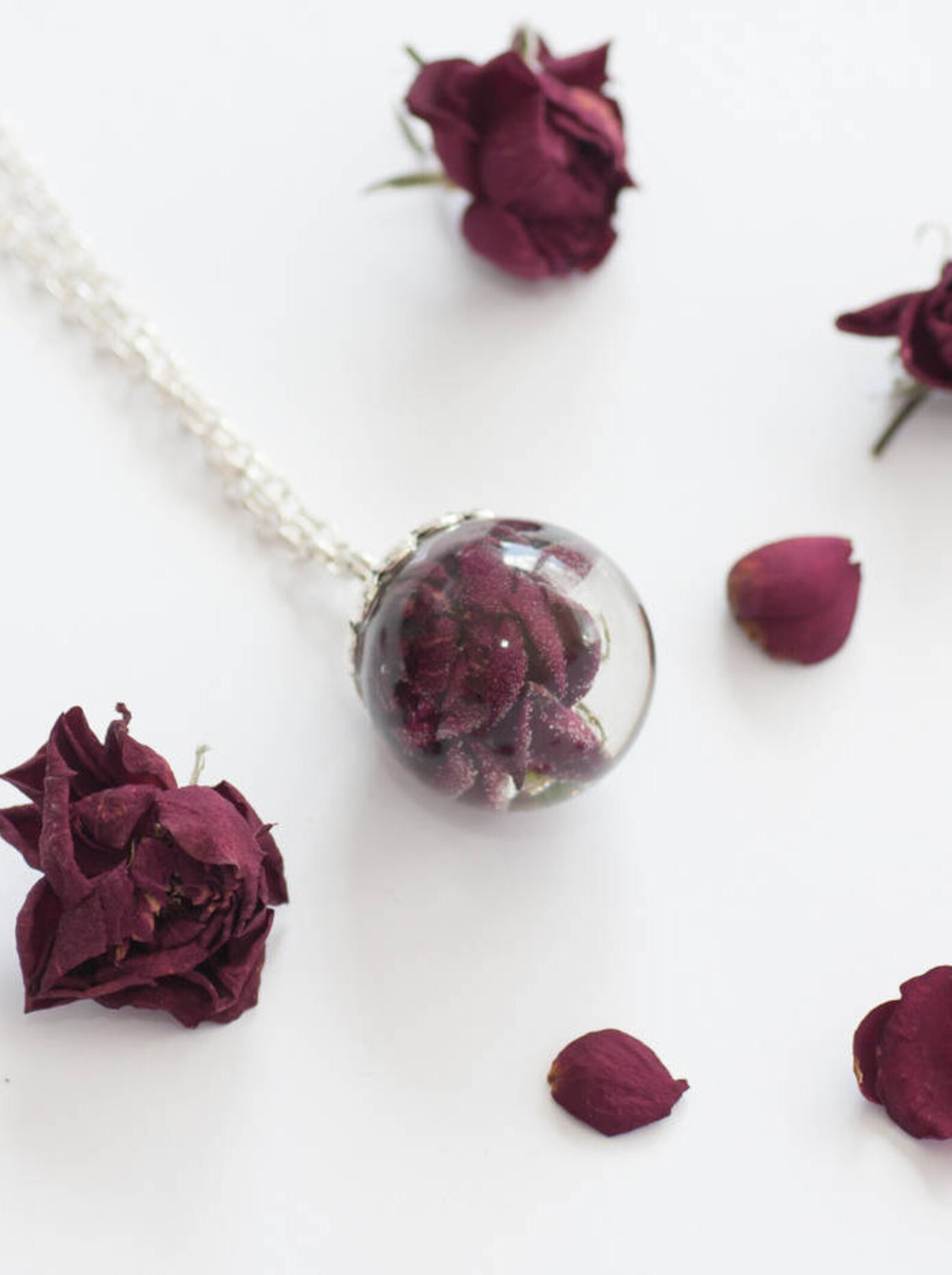Real Rosebud Necklace Rose Necklace Real Rose Pendant Etsy