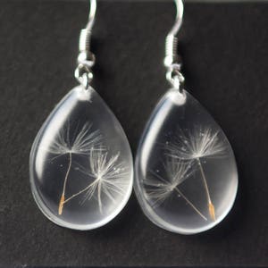 Dandelion earrings - Make a wish - White dream - Resin Dandelion Seeds earrings - Botanical jewelry - Women gift - Gift for her