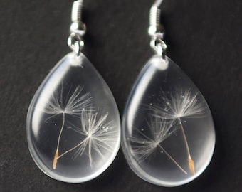 Oorbellen paardebloem - doe een wens - witte droom - oorbellen hars paardebloemzaden - botanische sieraden - vrouwen cadeau - cadeau voor haar