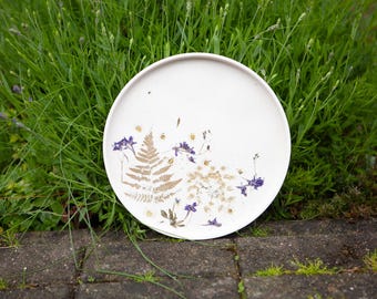 Decorative floral tray - Handmade jesmonite tray - botanical home decor