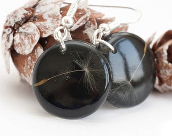 Dandelion earrings - Make a whish jewelry - White dream - Resin Dandelion Seeds earrings - Circle earrings - Wish earrings - Dandelion fluff
